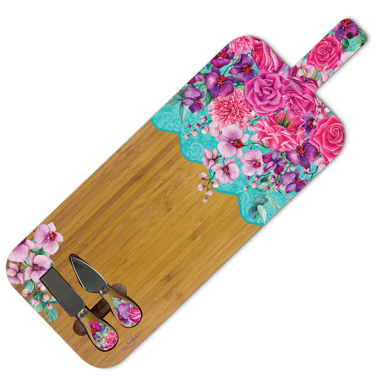 Large Board & Cheese Knives - Rose Bouquet