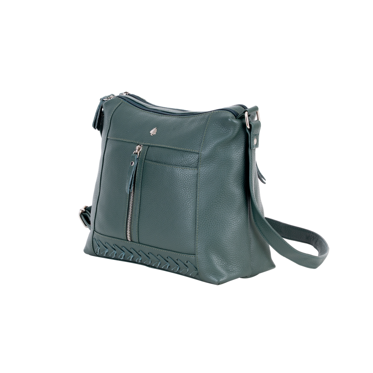 'Savannah' Woven Detail Leather Crossbody Bag – Sea Green