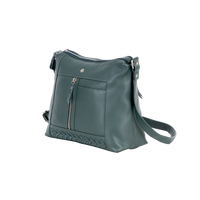 'Savannah' Woven Detail Leather Crossbody Bag – Sea Green