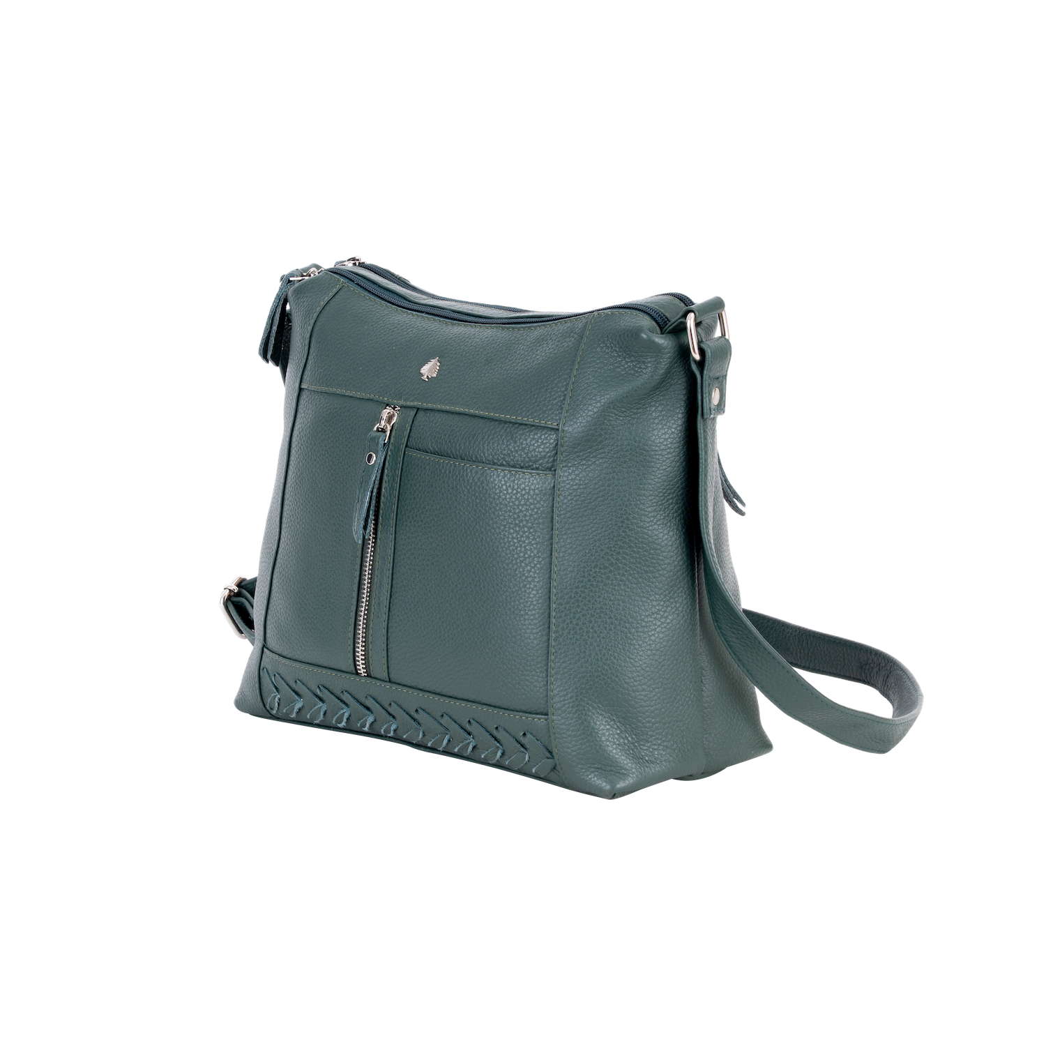 'Savannah' Woven Detail Leather Crossbody Bag – Sea Green