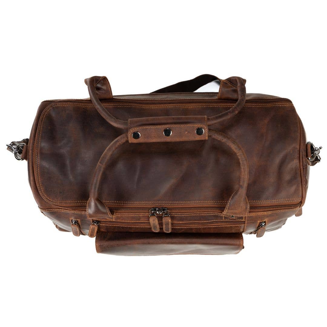'Douglas' Vintage Leather Travel Bag - Sandal