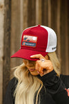 High Profile Patch Trucker Cap - Red/White