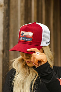 High Profile Patch Trucker Cap - Red/White