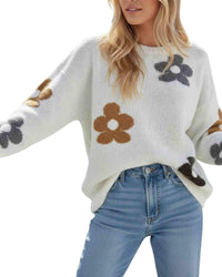 'Callie' Flower Knit - Cream