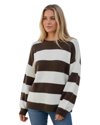 [SALE] 'Zoey' Thick Stripe Knit - Choc