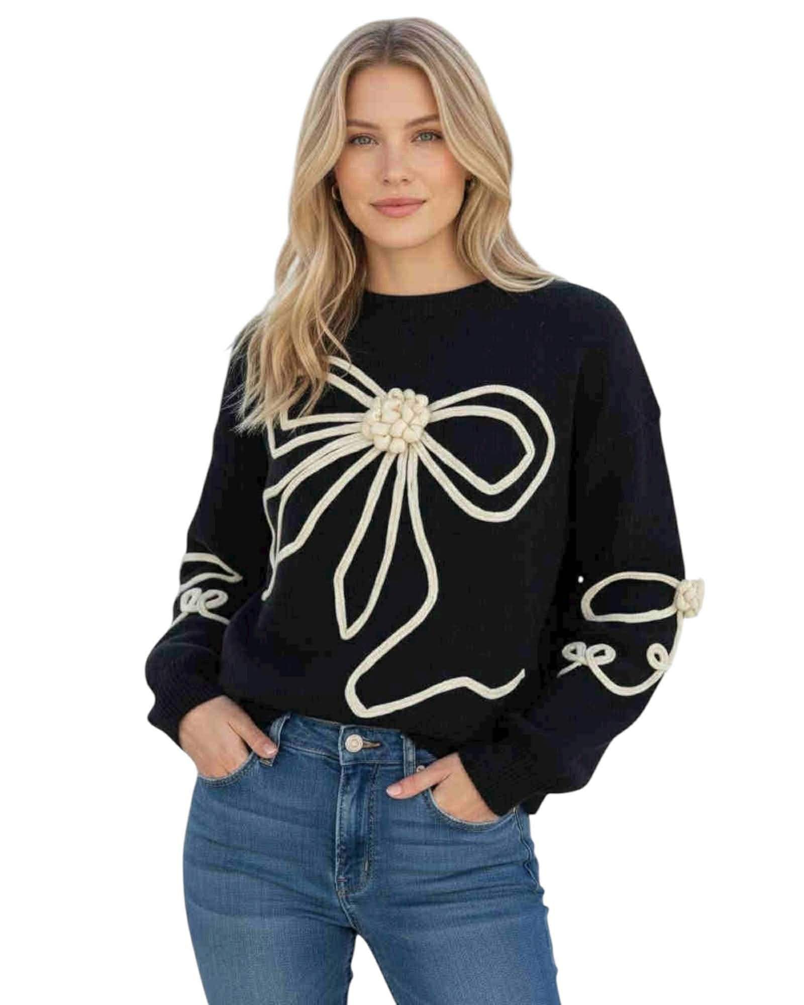 'Erin' Bow Knit - Black