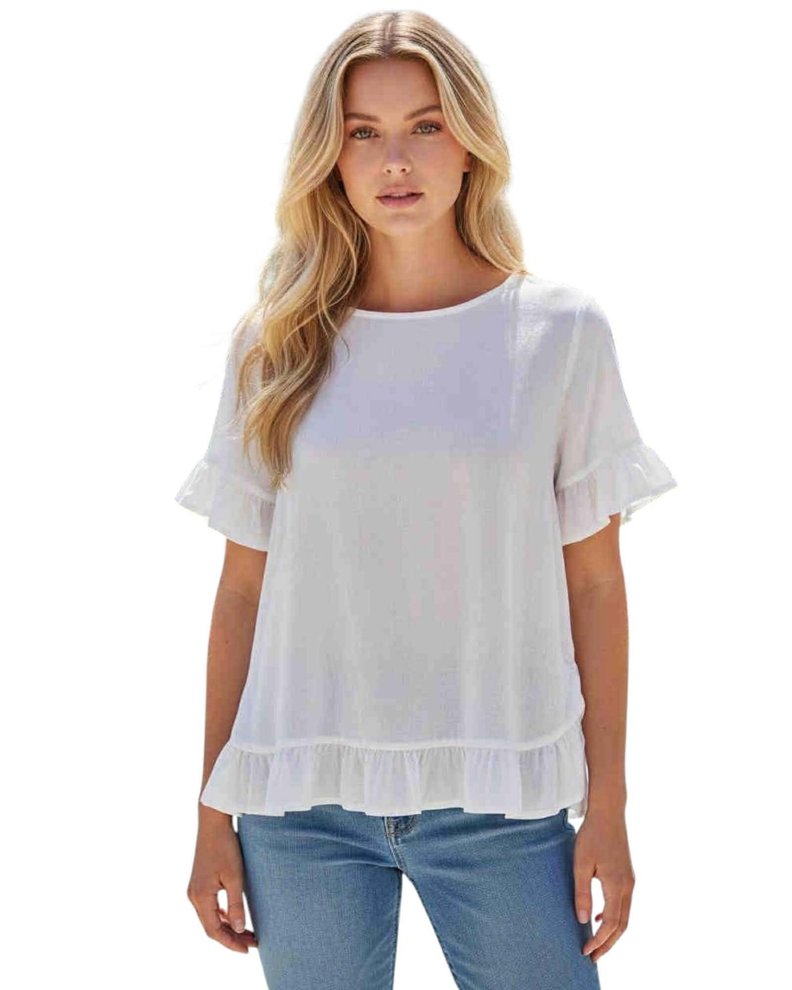 ‘Ayla' Linen Top - White