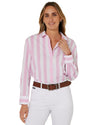 'Jacquelin' Classic Cotton L/S Shirt - Pink Stripe