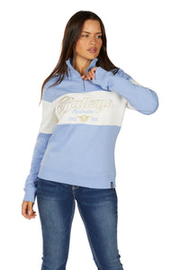 'Kai' 1/4 Zip Pullover - Light Blue/Cream