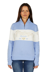 'Kai' 1/4 Zip Pullover - Light Blue/Cream