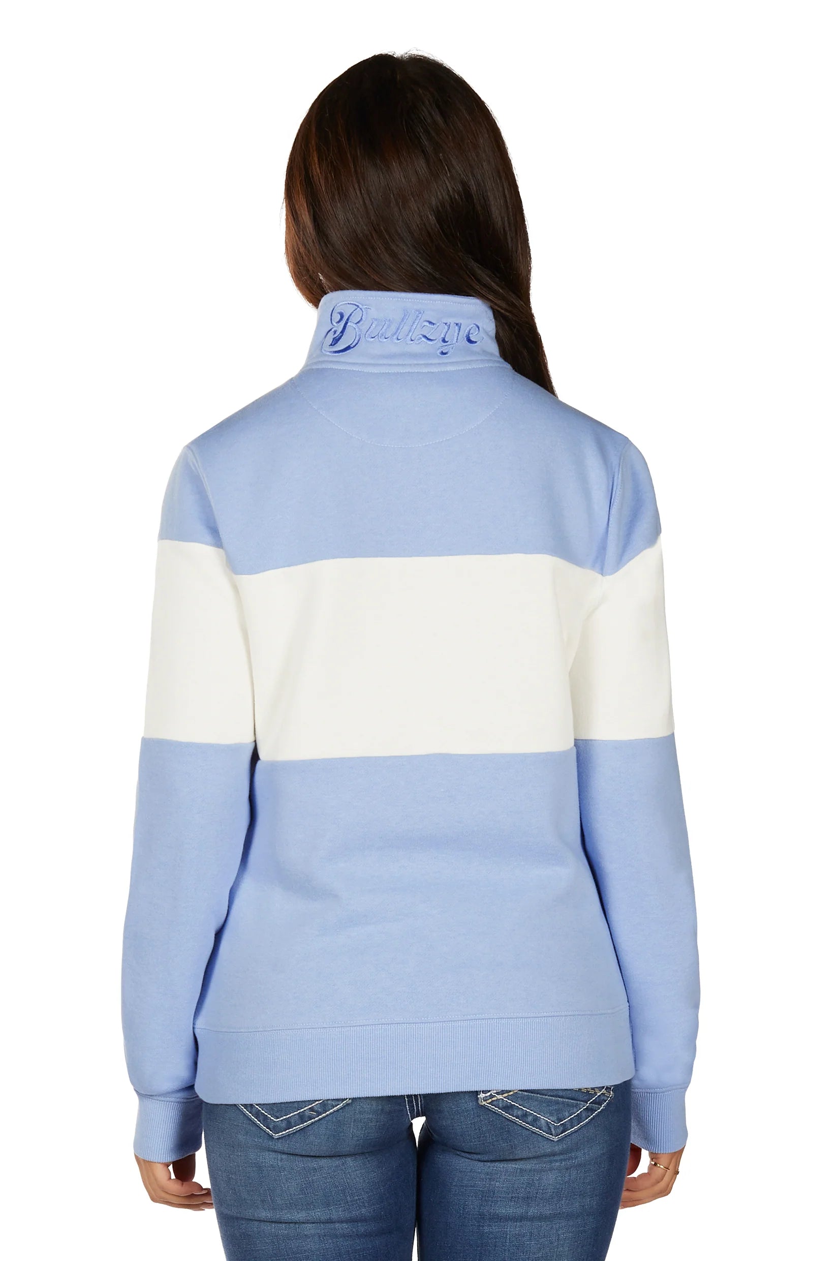 'Kai' 1/4 Zip Pullover - Light Blue/Cream