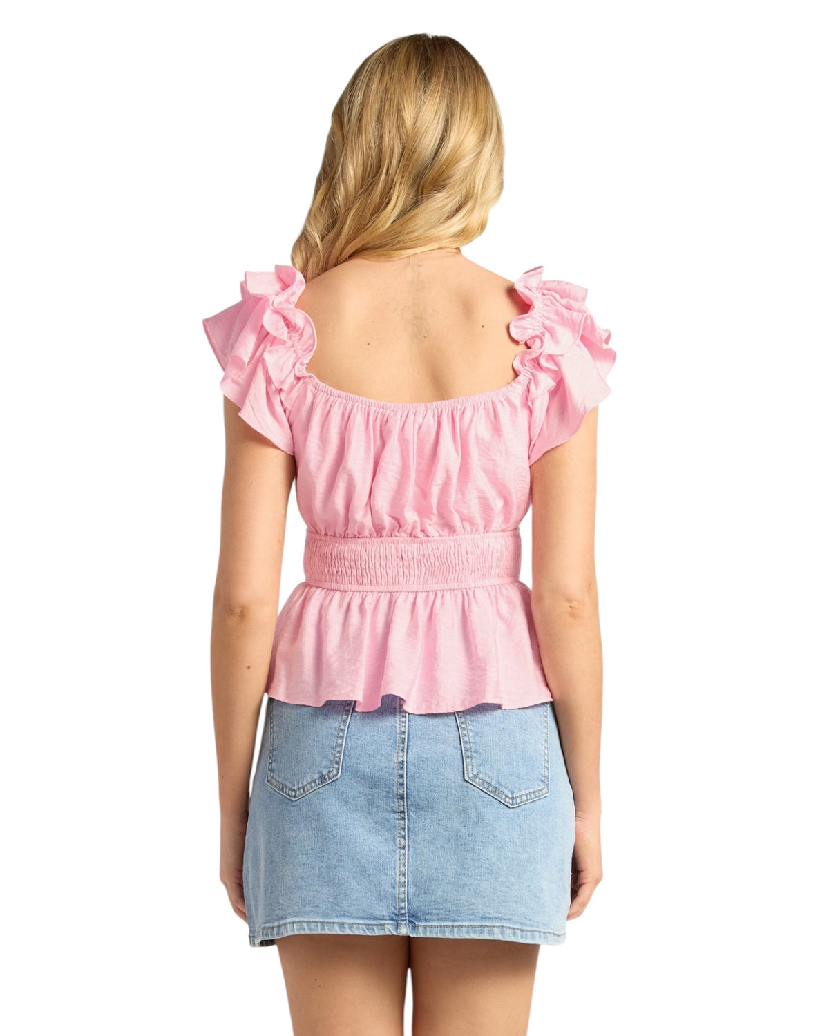 [SALE] 'Cheyenne' Ruffle Sleeve Top - Pink