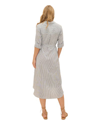 'Jenny' Stripe Shirt Dress - Grey