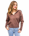 'Jess' Quarter Zip Jumper - Chocolate
