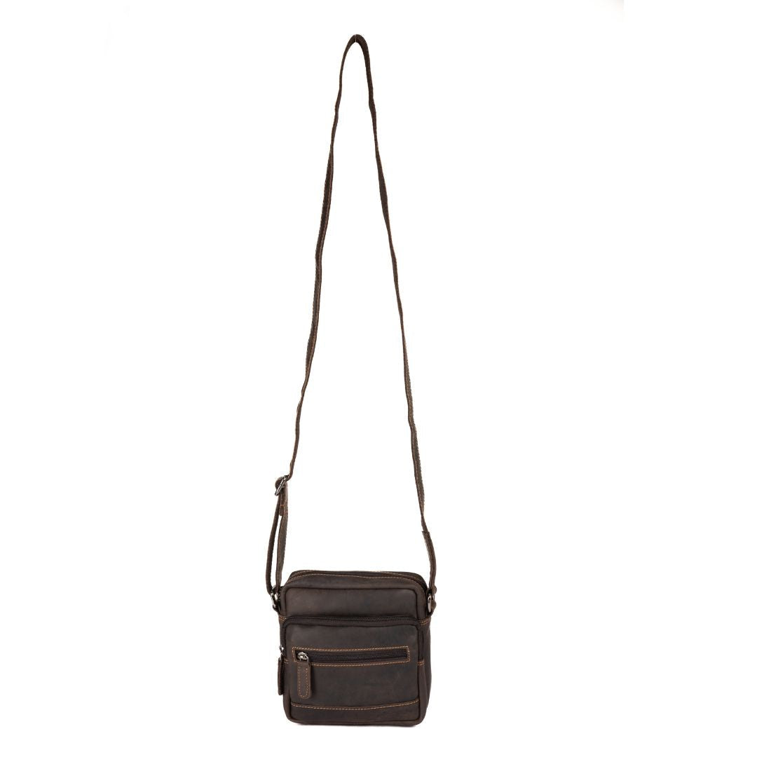 ‘Oliver' Leather Crossbody Bag – Brown