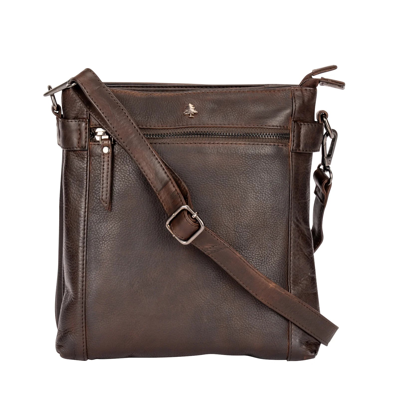 'Isalie' Leather Crossbody Bag - Brown