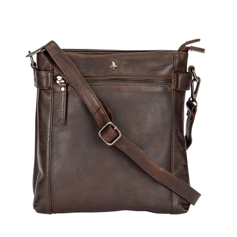 'Isalie' Leather Crossbody Bag - Brown