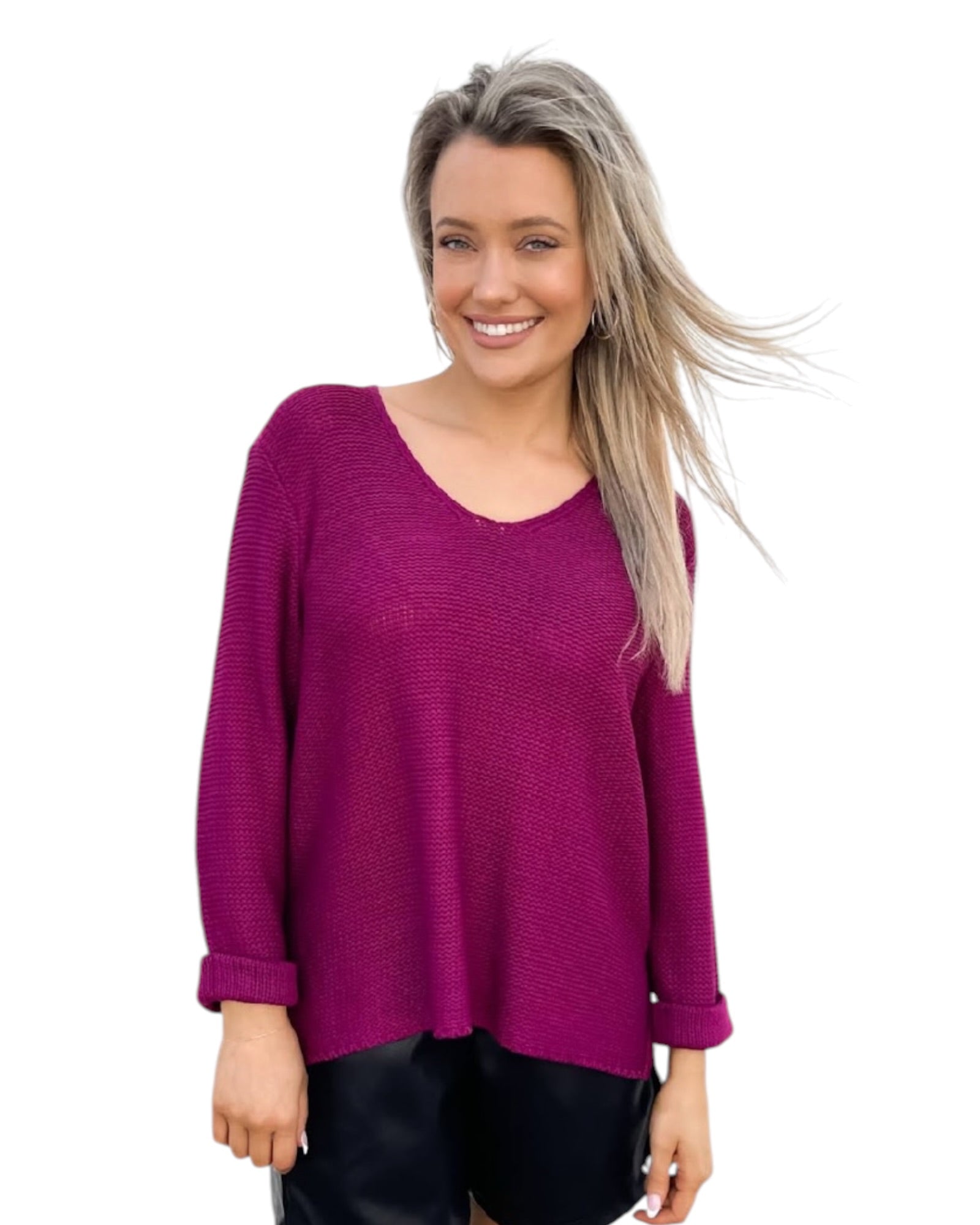 'Charlie’ Knit Jumper - Plum