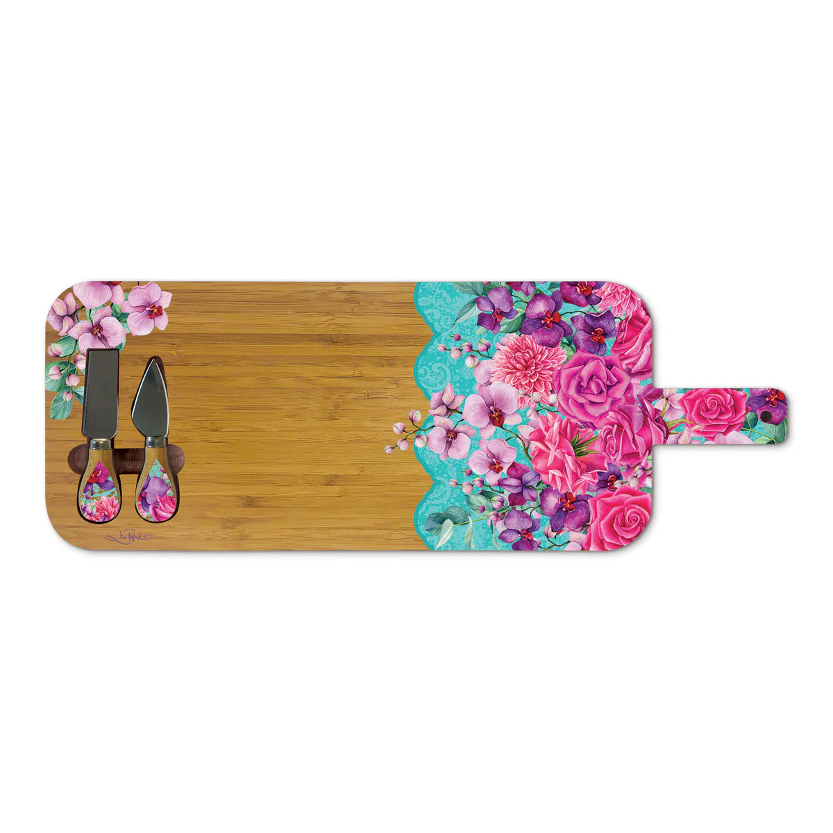 Large Board & Cheese Knives - Rose Bouquet