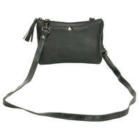 'Ellie' Leather Shoulder Bag - Bottle Green