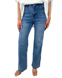 'Sarah' Straight Leg Jeans - Mid Blue