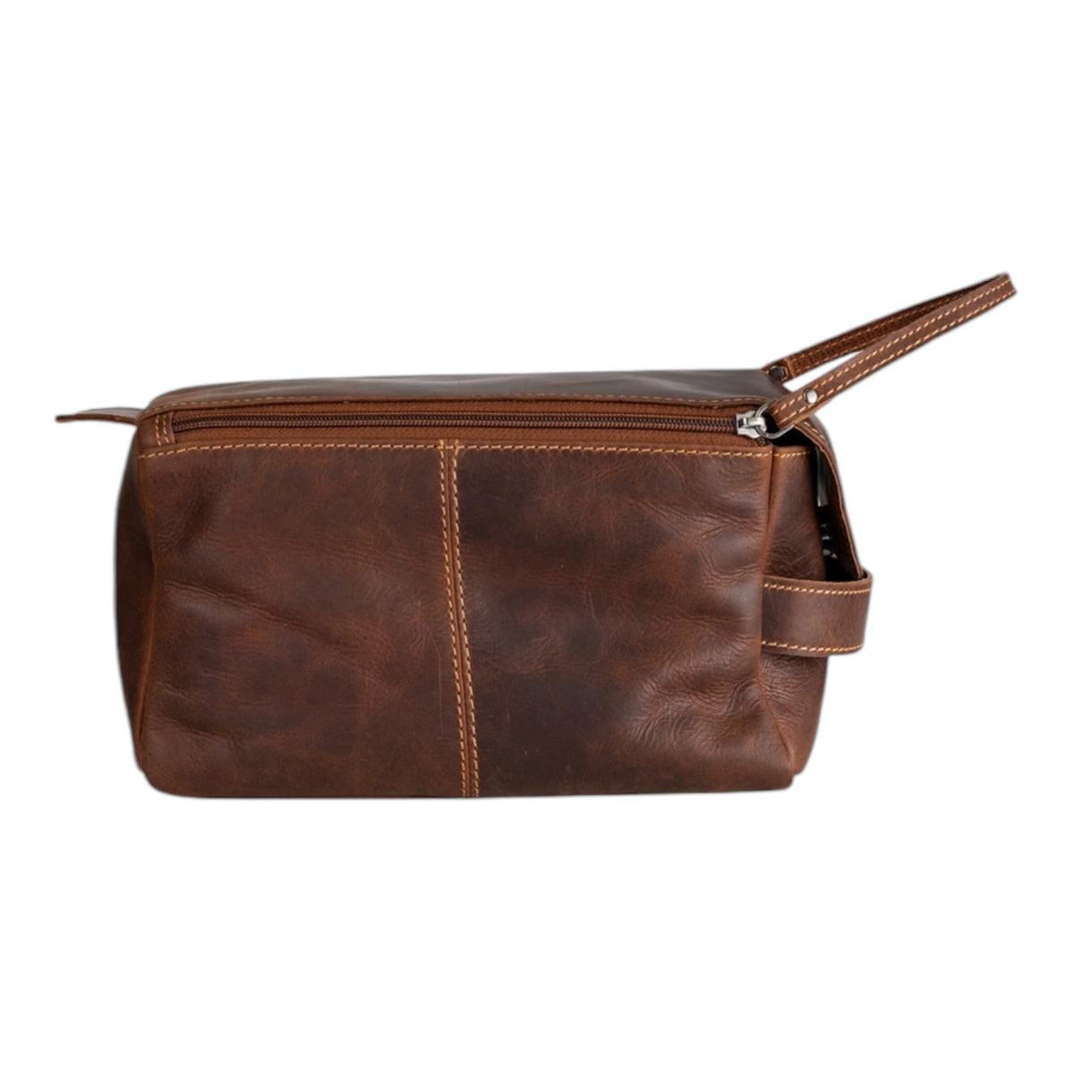 ‘Darwin' Leather Travel Wash Bag - Sandel