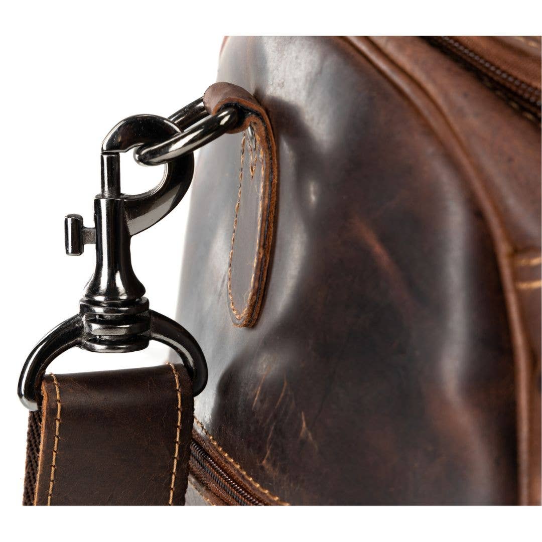 'Douglas' Vintage Leather Travel Bag - Sandal
