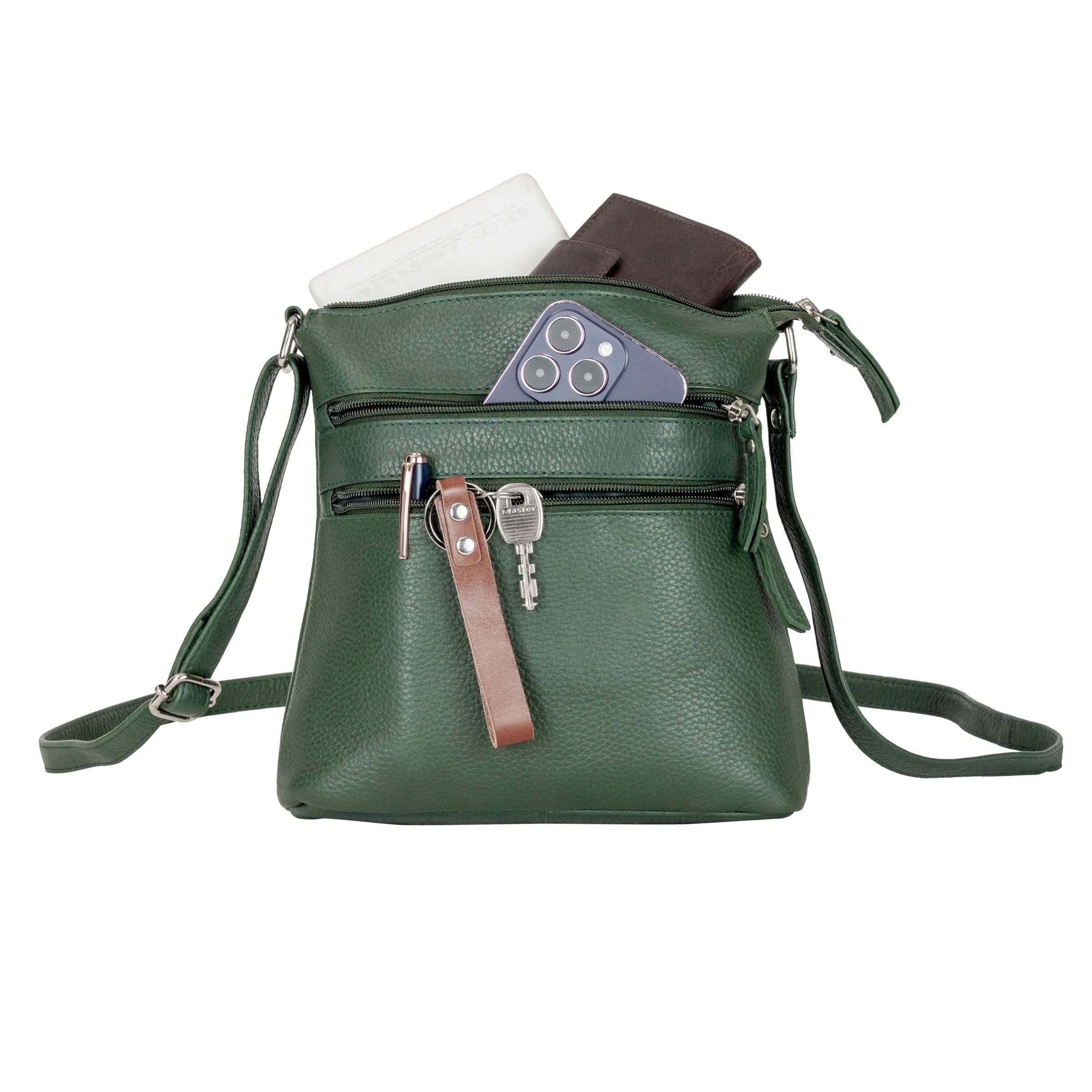 ‘Camden’ Crossbody Leather Bag - Sea Green