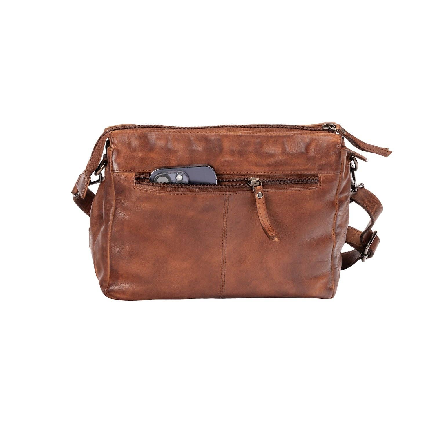 'June' Leather Shoulder Bag - Cognac