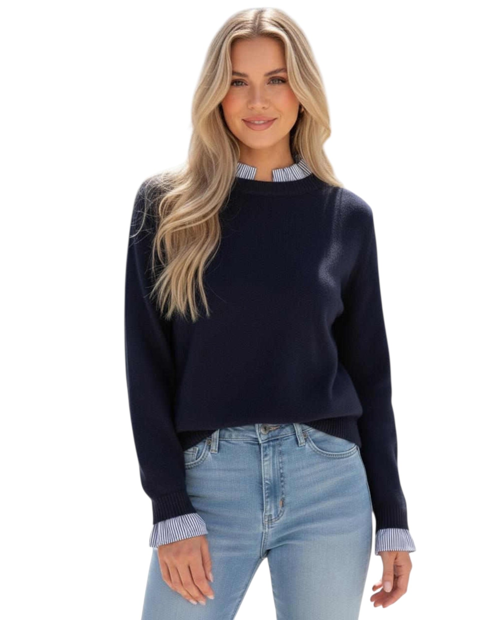 'Sandy' Collar Knit - Navy