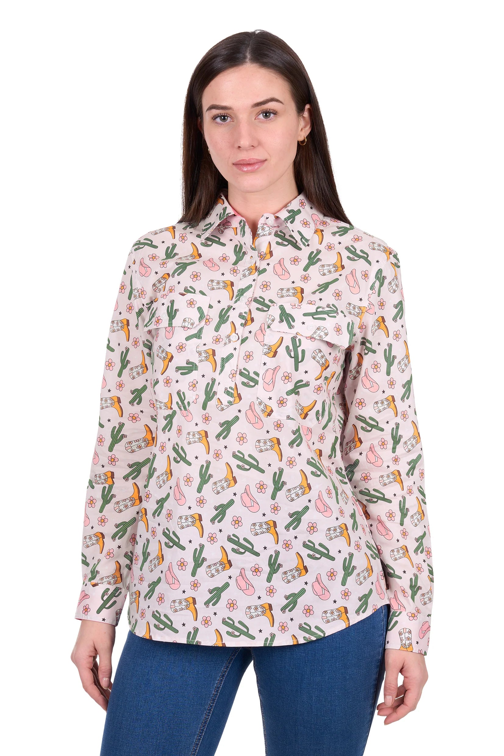 ‘Cleo' Half Placket Longsleeve Shirt