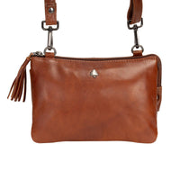 'Ellie' Leather Shoulder Bag - Camel