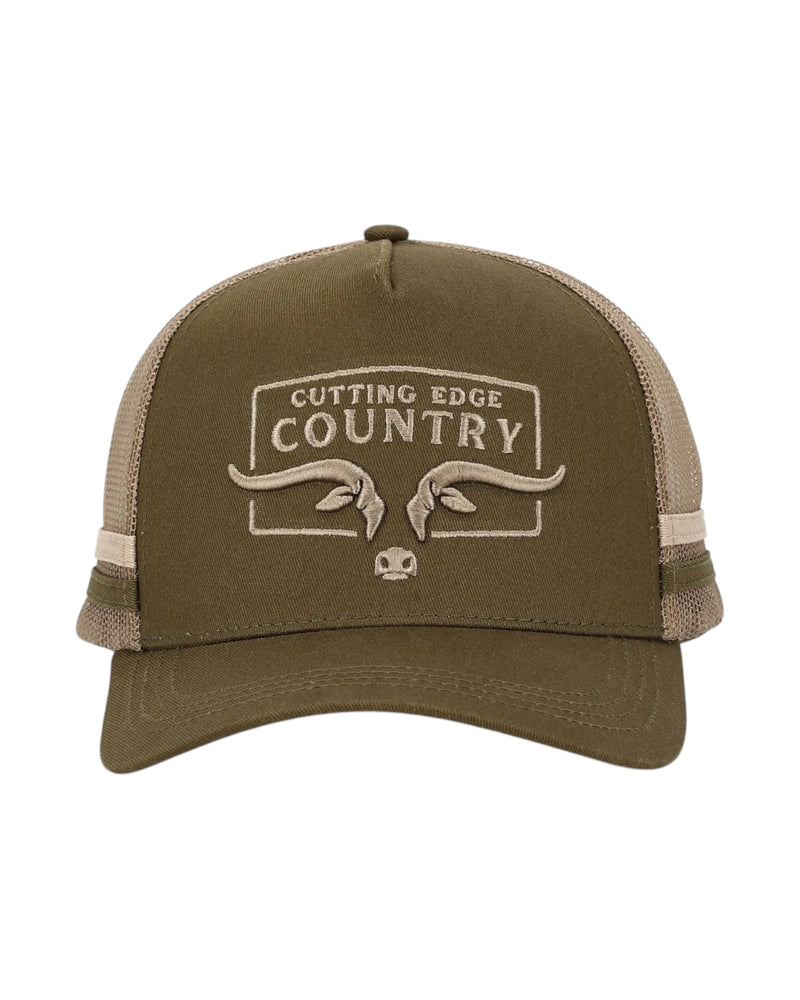 CEC Khaki & Stone Longhorn Logo Trucker Cap