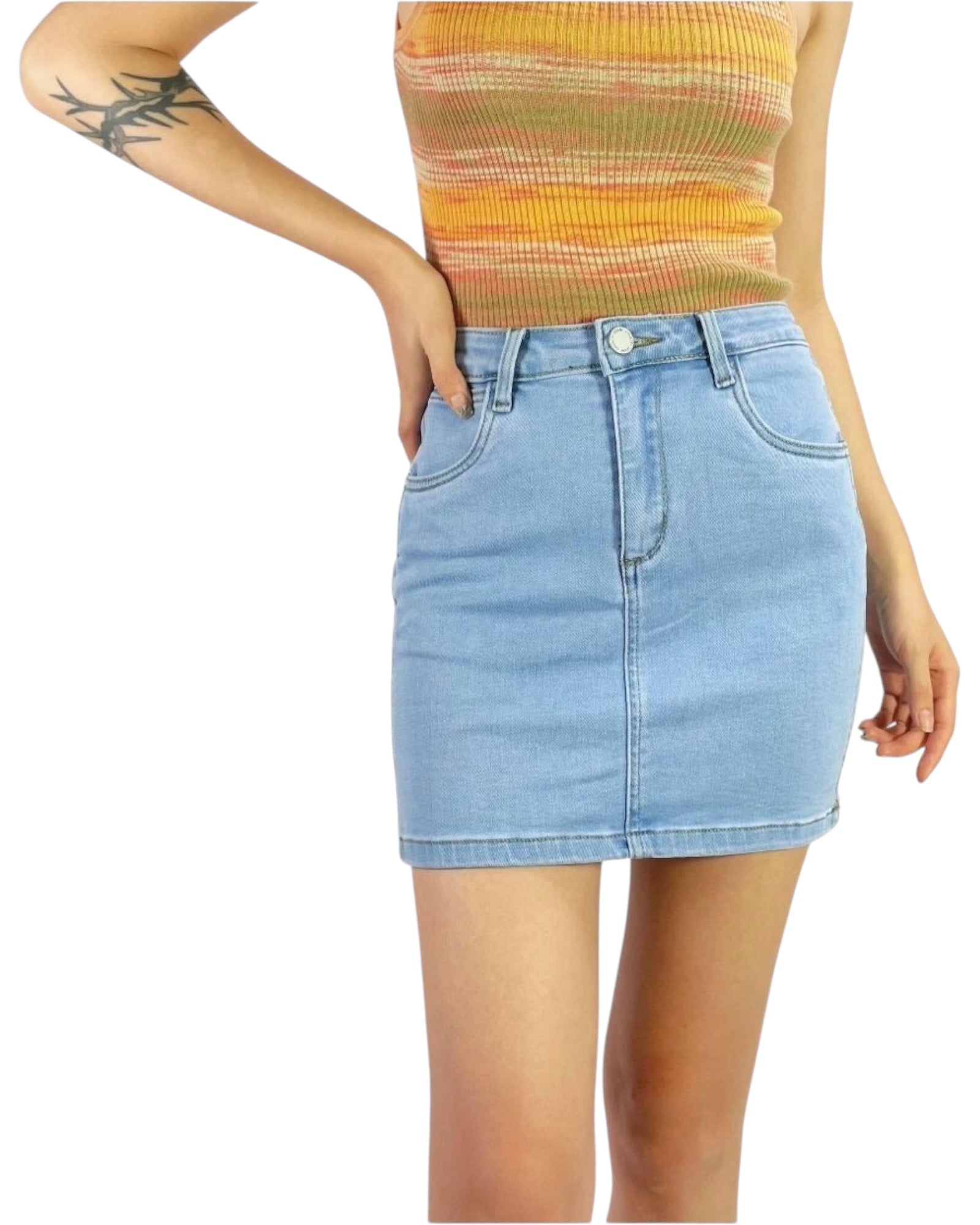 ‘Annie' Denim Skirt - Light Wash