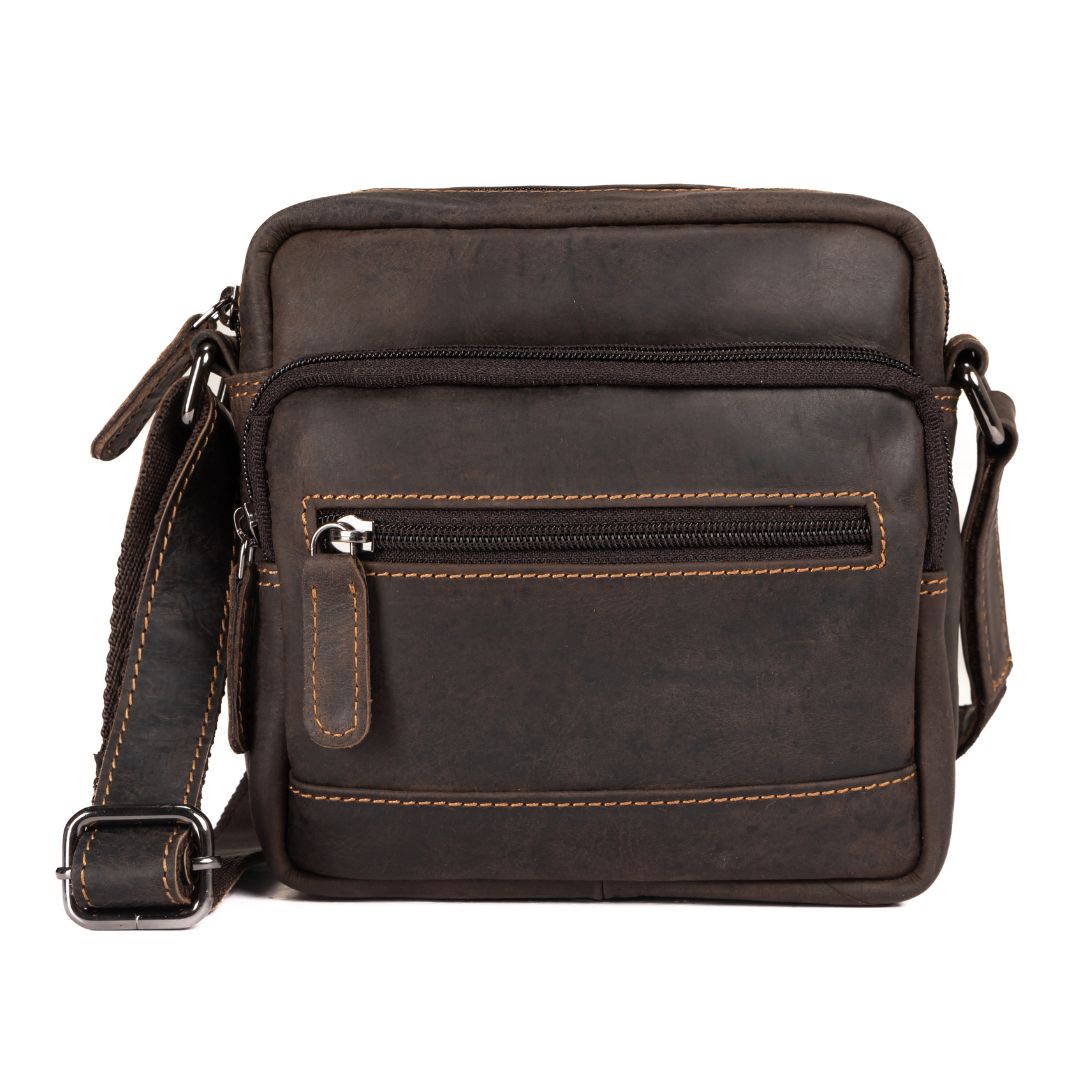‘Oliver' Leather Crossbody Bag – Brown