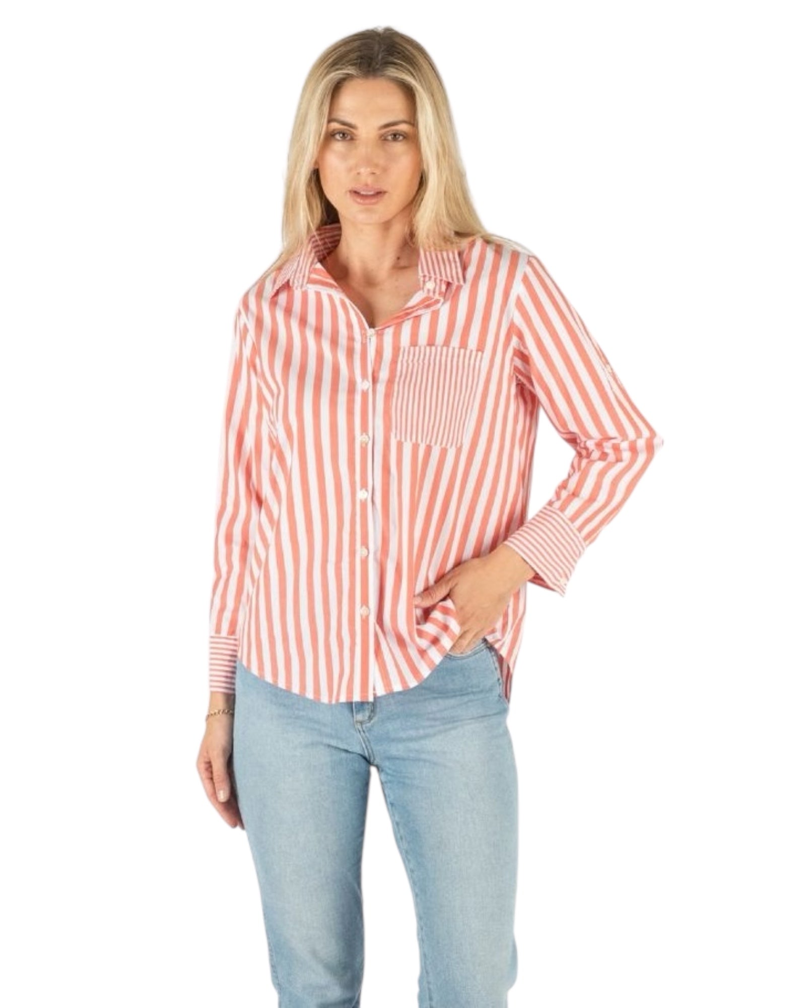 'Jaliyah' Stripe Top - Coral