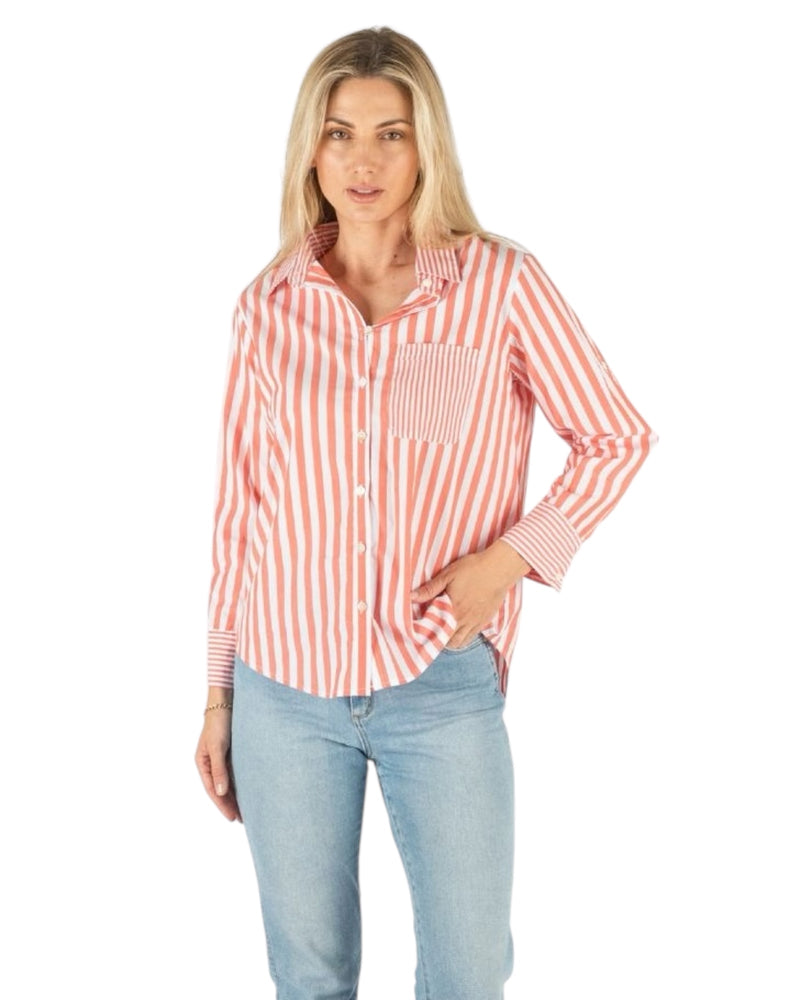 'Jaliyah' Stripe Top - Coral