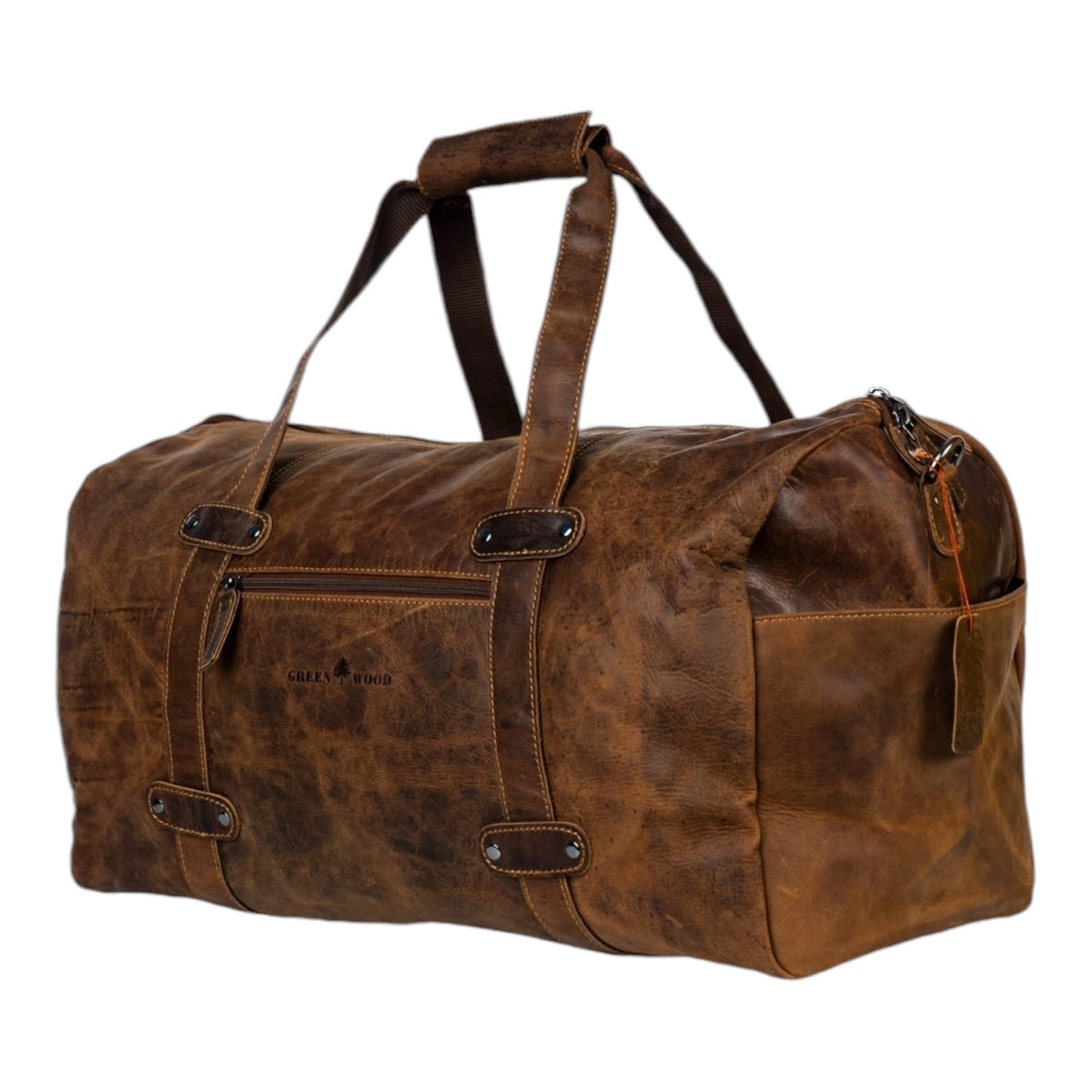'Munich' Leather Overnight Duffle Bag - Sandel