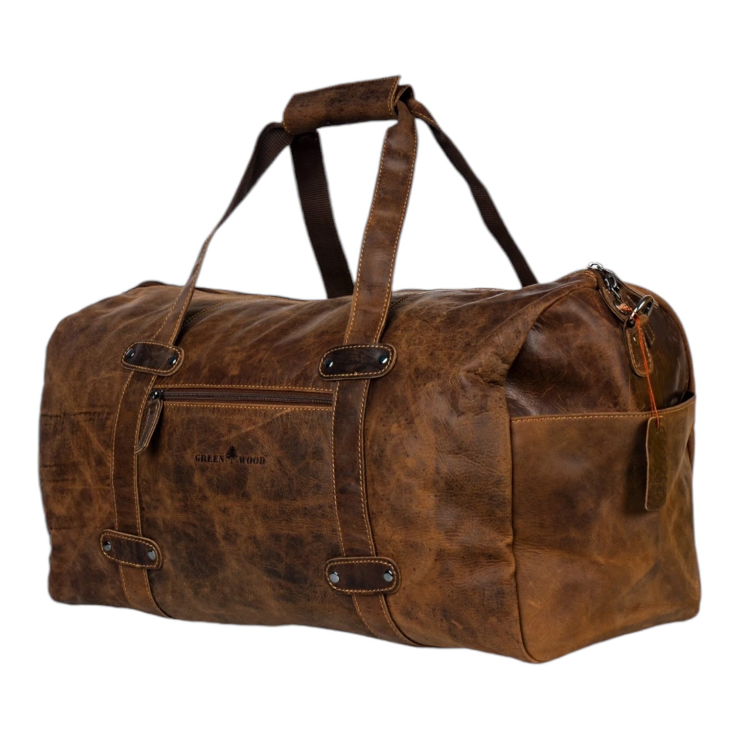 'Munich' Leather Overnight Duffle Bag - Sandel