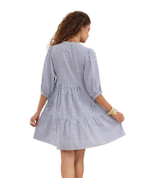 ‘Jess' Stripe Dress - Blue
