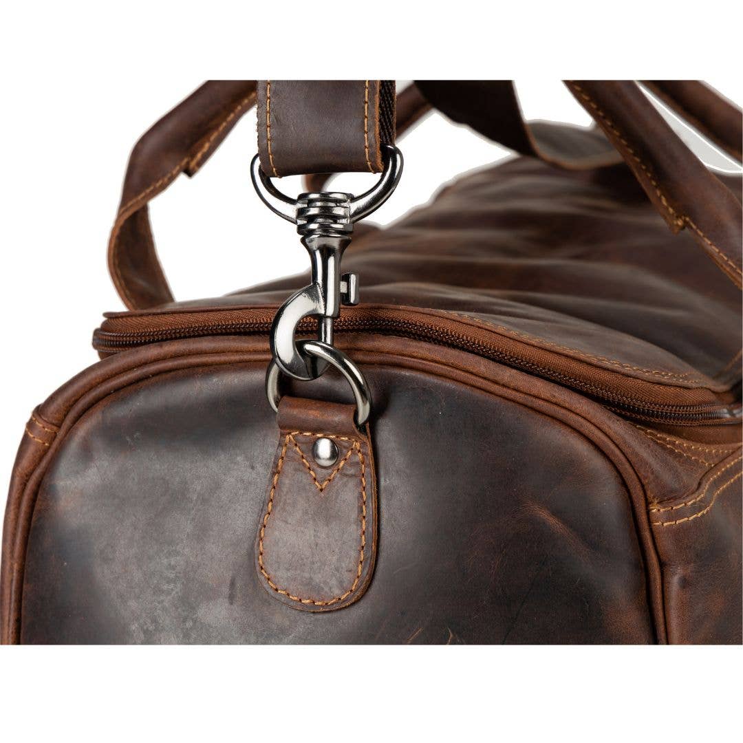 'Douglas' Vintage Leather Travel Bag - Sandal