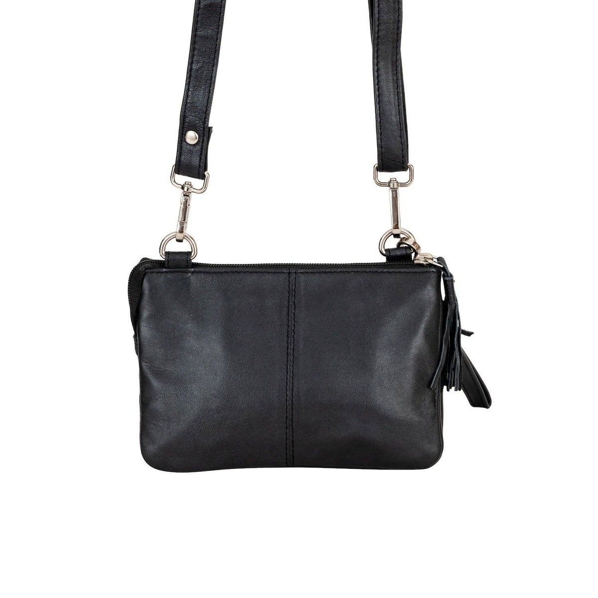 'Ellie' Crossbody Leather Bag - Black