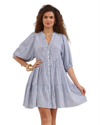 ‘Jess' Stripe Dress - Blue