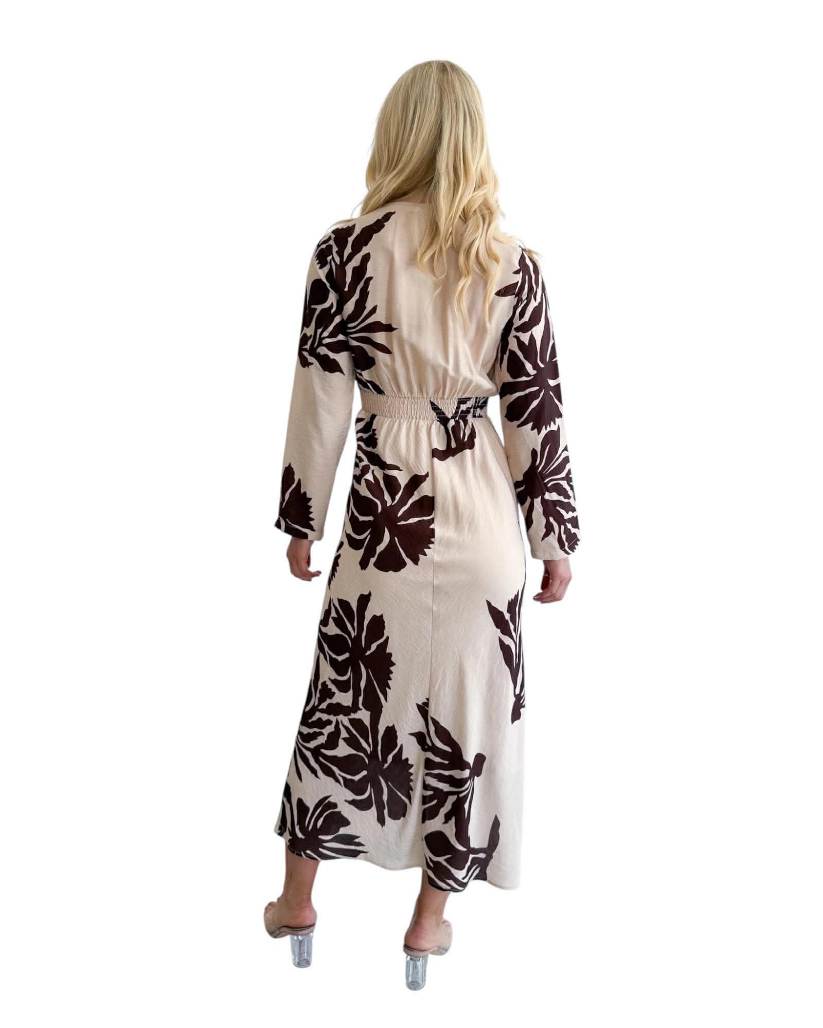 ‘Nicky' Floral Dress - Choc/Cream