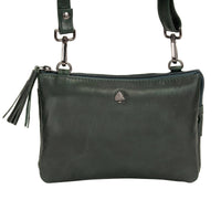 'Ellie' Leather Shoulder Bag - Bottle Green