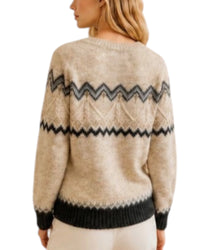 'Brooke' Aztec Knit - Beige