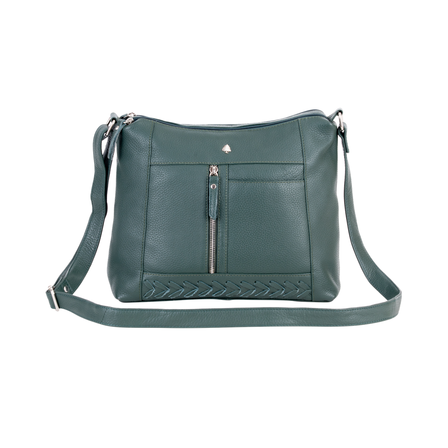 'Savannah' Woven Detail Leather Crossbody Bag – Sea Green
