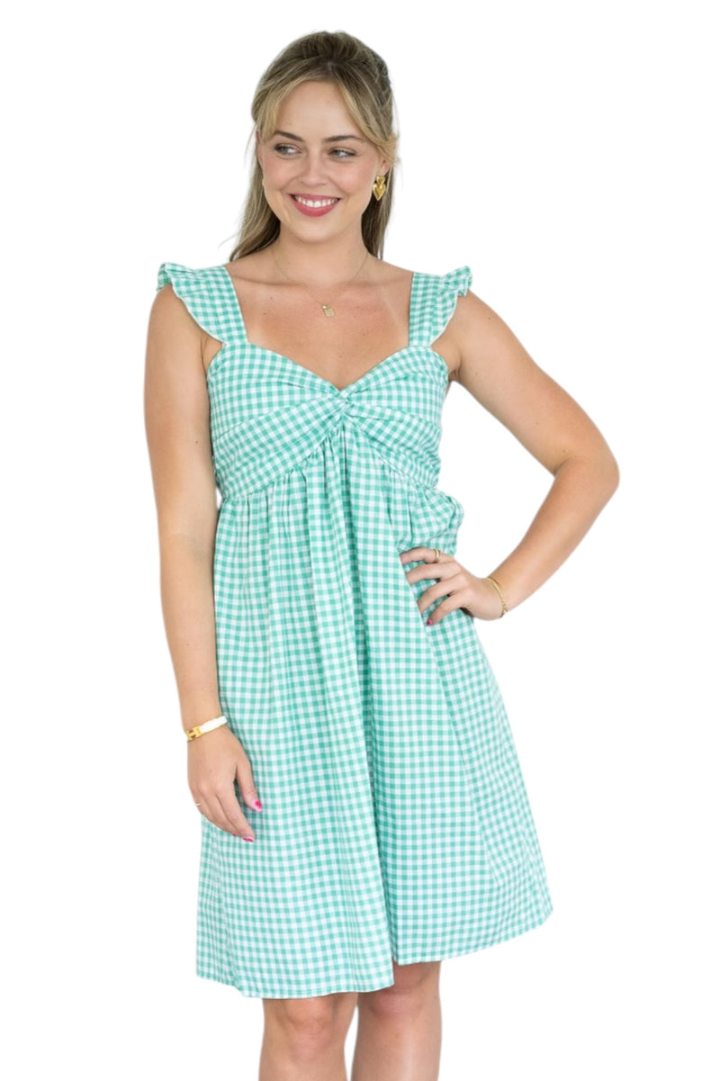 [SALE] ‘Charlie' Gingham Dress - Turquoise