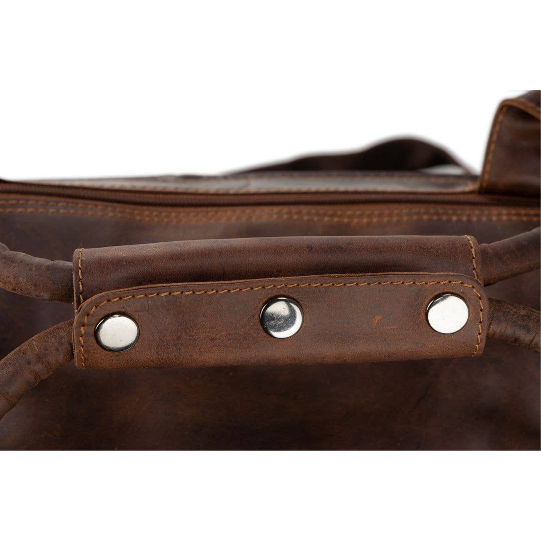 'Douglas' Vintage Leather Travel Bag - Sandal