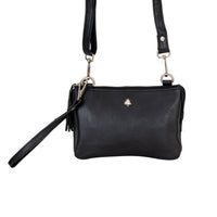 'Ellie' Crossbody Leather Bag - Black